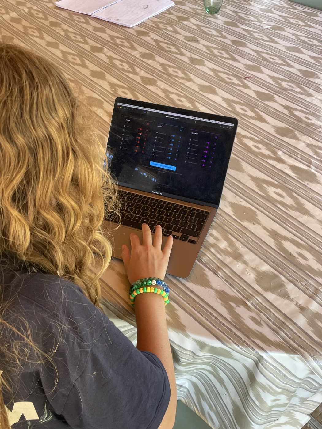 A young person filling in the Avatar Chart on a laptop